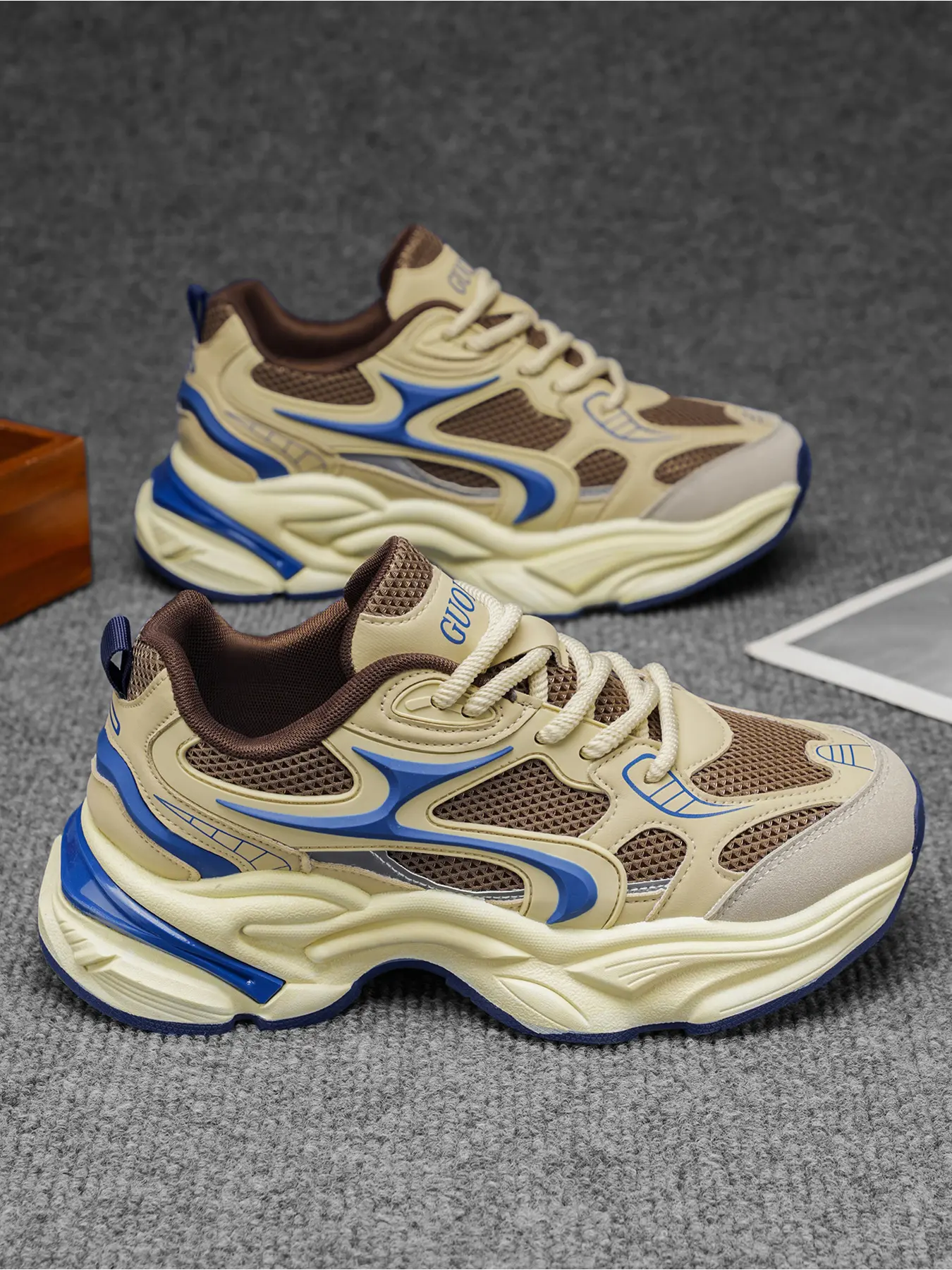 Sports shoes four seasons casual all-match thick-soled daddy shoes running shoes trendy shoes outdoor mesh hiking climbing travel shoes men's street style Fashion Running Sneakers