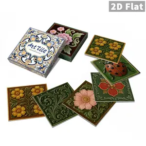 12/24PCS ART Fresh Green Plants & Flowers PE Crystal Tile Stickers Gift Box Waterproof Oil-Proof Home Decor for Kitchen Bathroom Floor & Wall