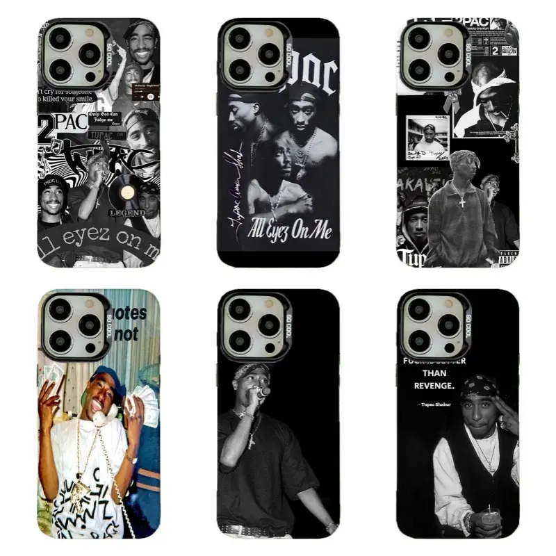 Vintage Tupac Shakur 2-Pac Hip-Hop Collage Phone Case, All Eyez on Me Legend Rap Star Aesthetic Cover, Durable Gift for Fans, Compatible with for iPhone 17/16/15/14/13/12/11 &for Samsung S21-S25