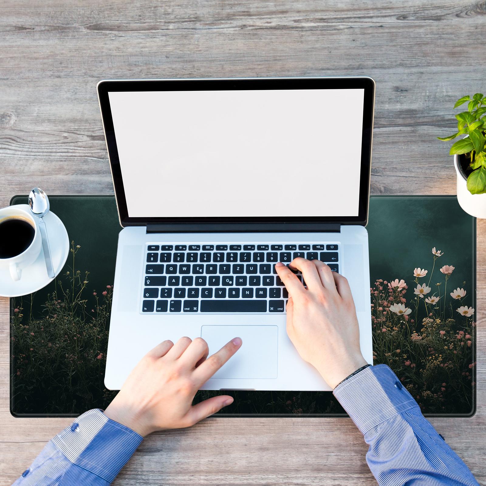 Flower Pattern Mouse Pad, 1 Count Rectangle Gaming Mouse Pad, Large Mouse Pad with Stitched Edges, Keyboard Mouse Mat for Work, Game, Office, Home, Desktop Accessory