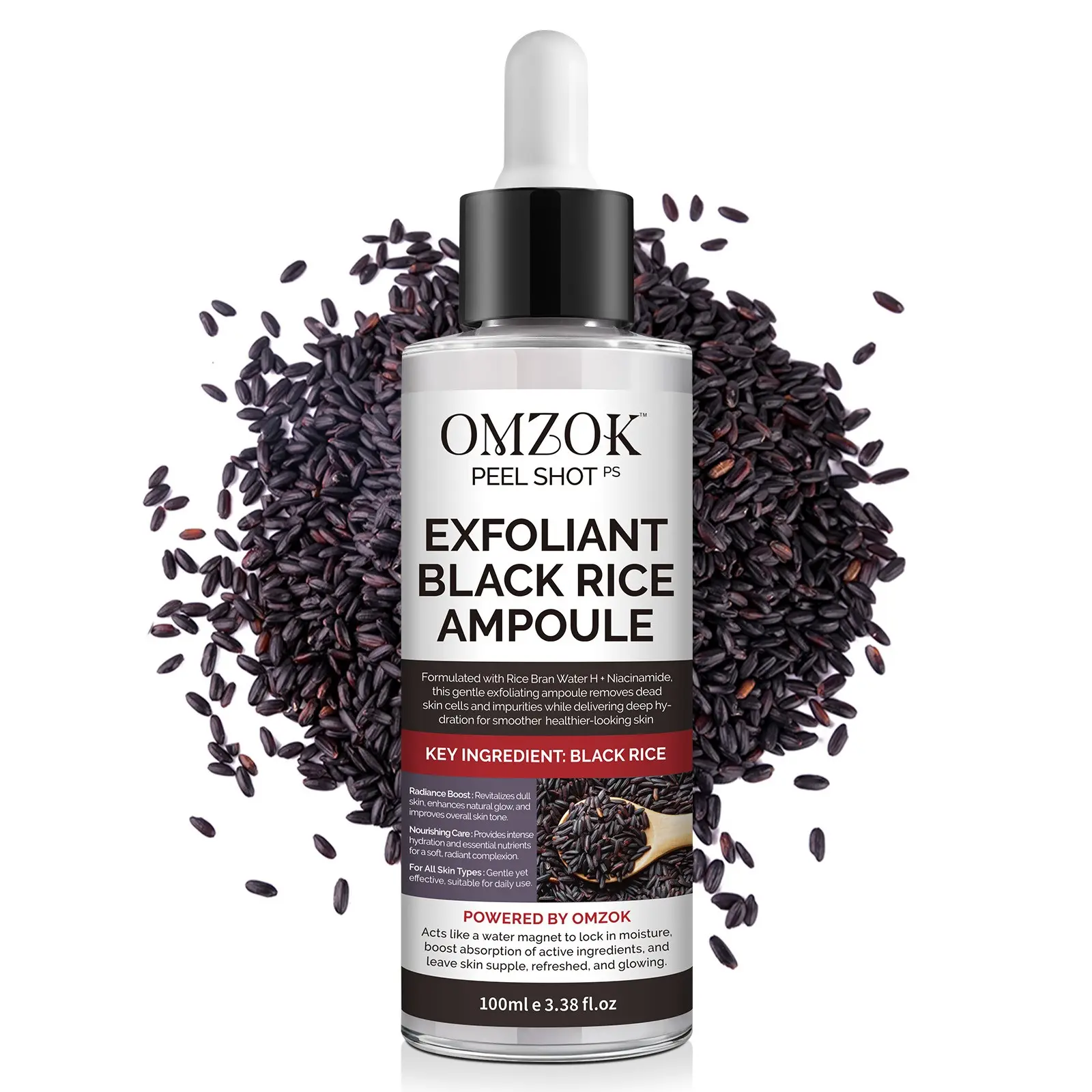 Rice Exfoliating Essence 100ML, Lightweight, Brighten Skin, Natural Antioxidants, Remove Dead Cells, Improve Dullness, Smooth Texture, Daily Use, Exfoliating Hydrating Serum