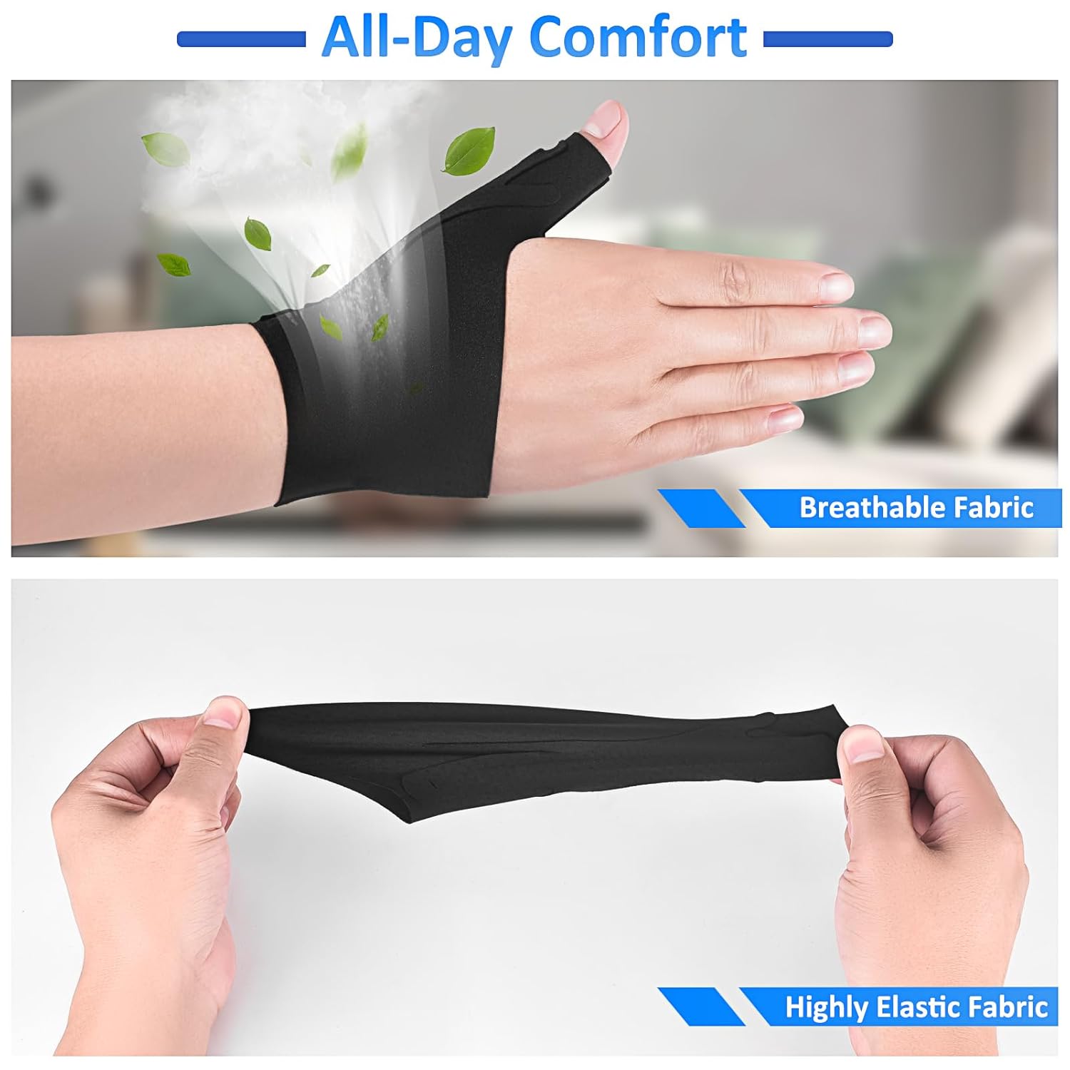 Thumb Wrist Brace Copper Compression Stabilizer Thumb Support Spica Splint for Carpal Tunnel, Arthritis, Tendonitis and TFCC Pain Relief - Women & Men - Fits Left or Right Hand - Breathable, Soft and