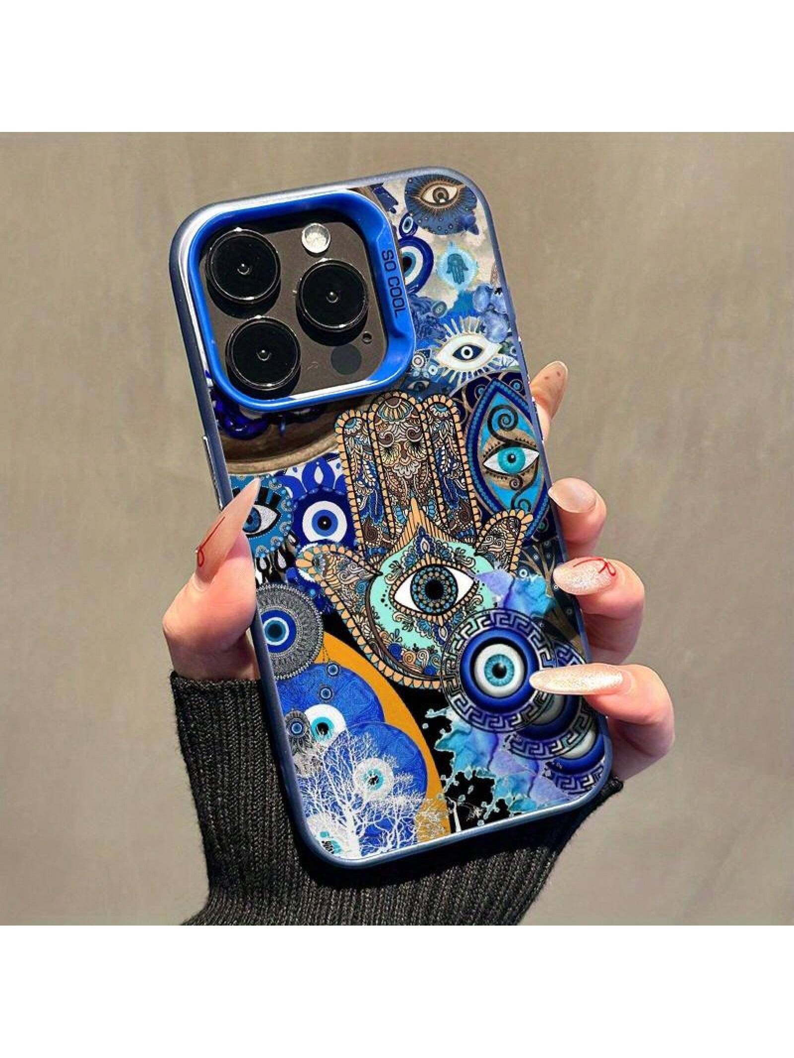 Fashionable Phone Case TM00323 With An Evil Eye Design, Suitable For Iphone Models 16Pro Max, 16Plus, 16Pro, 16, 15, 14, 13, 12, 11, XS Max, XR/X, And XSX, Offering Anti-Drop And Shockproof Protection. Protective Smartphone