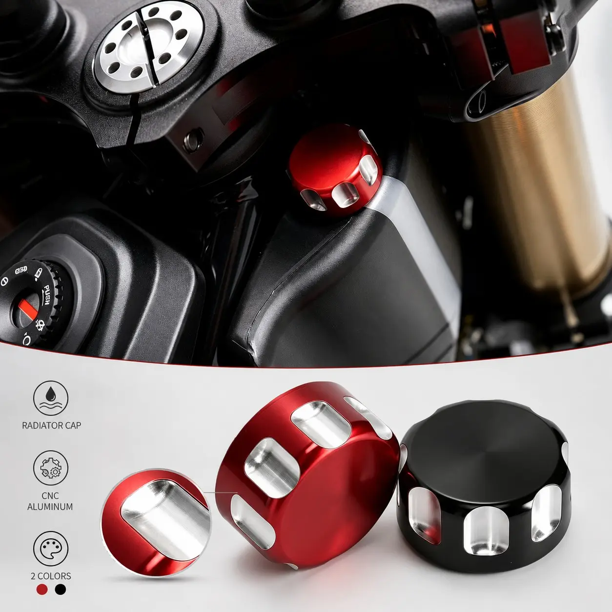 CNC Aluminum Coolant Expansion Tank Cap Reservoir Cover Replacement for Ducati 1198 848 DesertX Diavel 1260