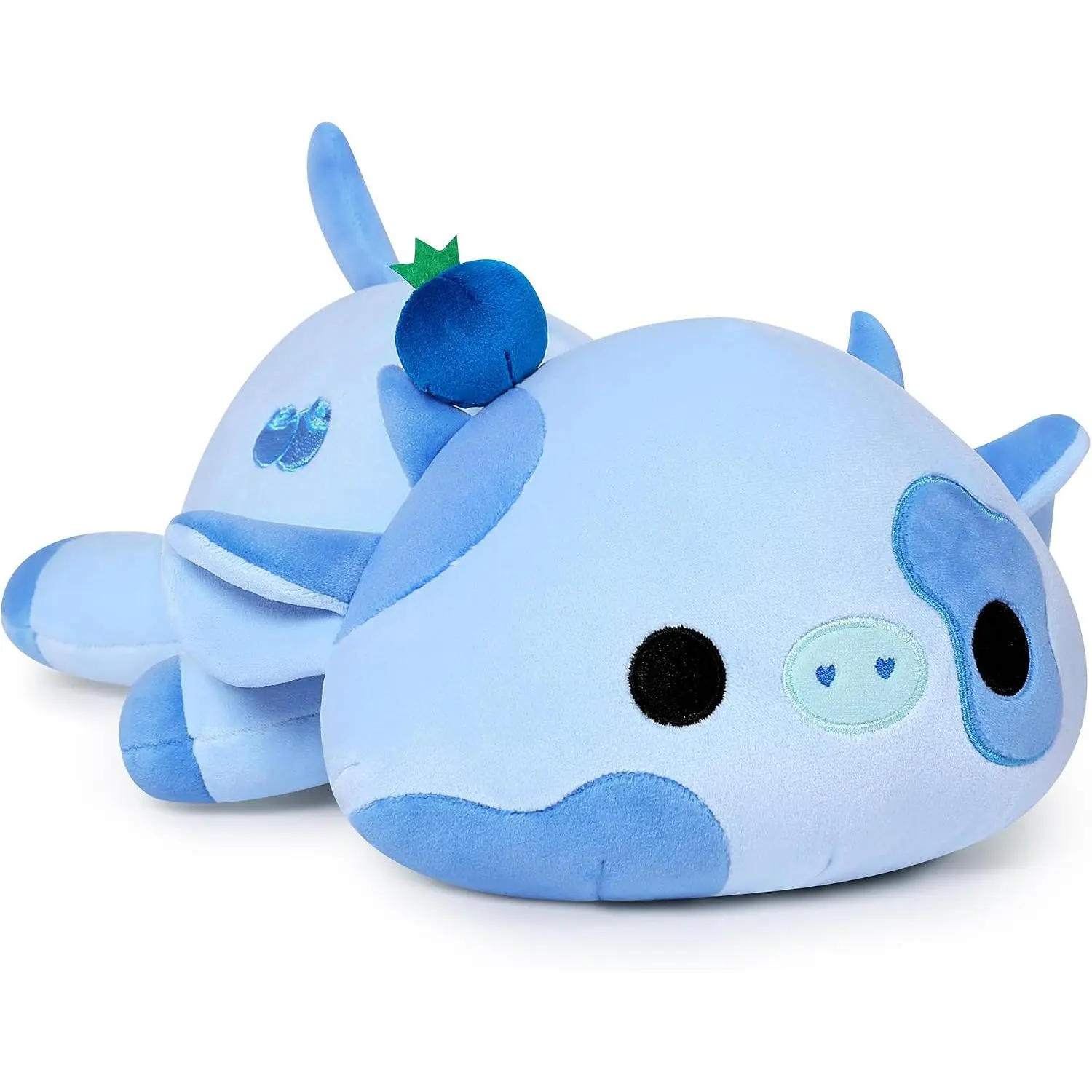 Cute Cow Plushie, Soft Stuffed Blueberry Cow Squishy Plush Animal Toy Pillow for Kids (Blueberry Cow, 12")