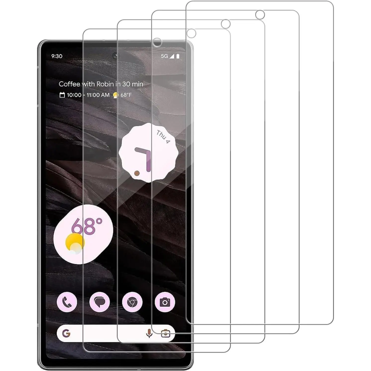 [4 Pack Glass Screen Protector Compatible for  Pixel 6a / Pixel 7a [9H Hardness]- Screen Tempered Glass, Scratch Resistant, Easy Install [Case Friendly] [Bubble Free]