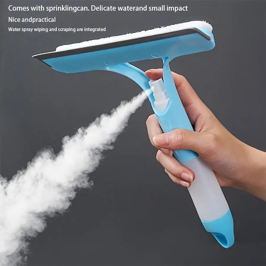 3-in-1 Mirror Scraper with Removable Microfiber Cloth - Heavy-Duty Plastic Body Bathroom Squeegee, No Electricity Needed, Ideal for Home Window, Door Cleaning