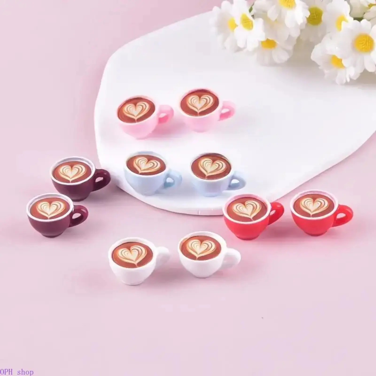 Cute Resin Coffee Cup Hanging Ornaments - Mini Pendants for DIY Jewelry, Keychains, Handbag Charms, Home Party Holiday Decor & Craft Supplies