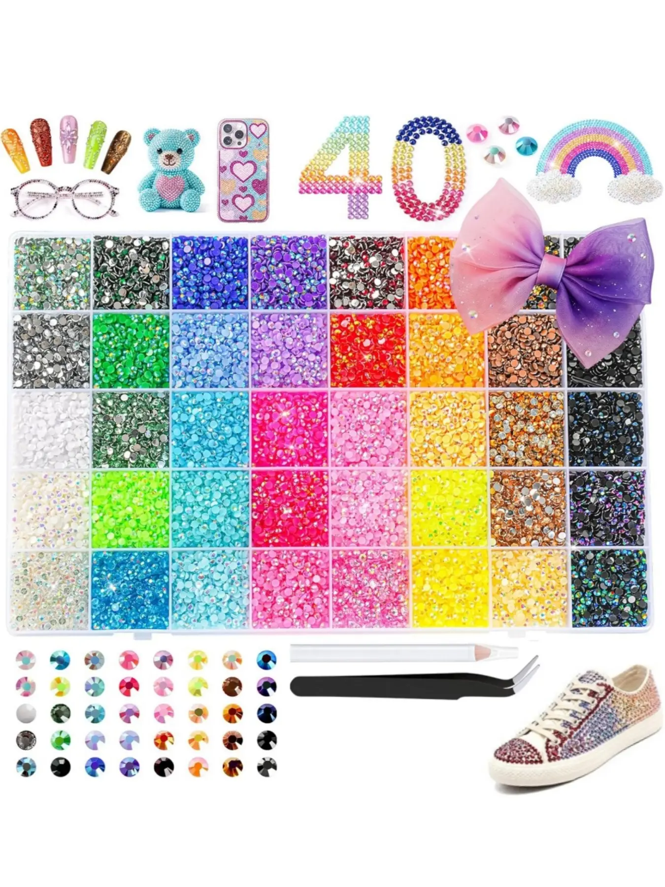 3mm Multi-Color Resin Rhinestone Decoration, 15/24/28/40 Colors, No Glue, Ideal for Diamond Painting, Crafts, Books, Shoes, Nail Art, Set, Mixed Resin Rhinestones