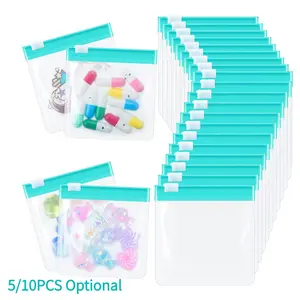 Travel Pill Pouches Zippered Set, Portable Medicine Organizer, Reusable Translucent Plastic Bag for Sports Events, Concerts, Daily Meds