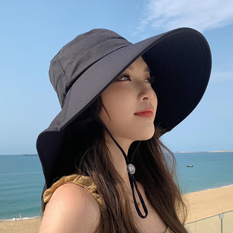 Women's Wide Brim Sun Hat with Neck Flap - UPF 50+ UV Protection Visor for Hiking, Cycling & Fishing - Breathable Summer Outdoor Hat with Adjustable Chin Strap