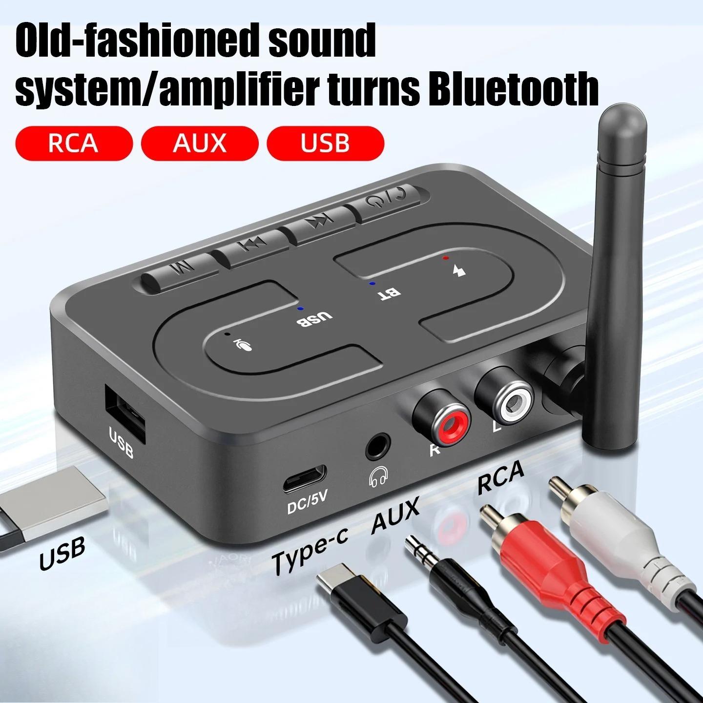 Bluetooth 6.0 Audio Receiver 3.5mm AUX RCA With Mic HIFI Stereo Wireless Adapter Support USB U-Disk For Car Speaker Amp