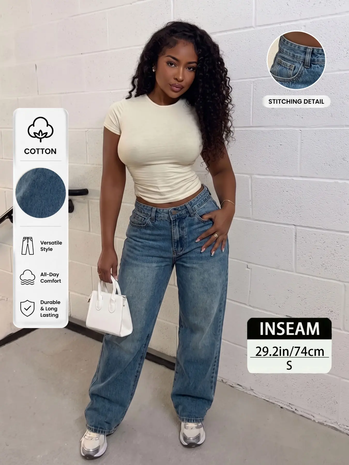 High Waisted Baggy Wide Leg Jeans for Women, Distressed Denim Pants with Whiskering & Wash, Slimming Streetwear, Sexy Summer Trousers, Trendy Casual Latina Style, Elegant Chic All Season Bottoms, Baggy Fit Jean
