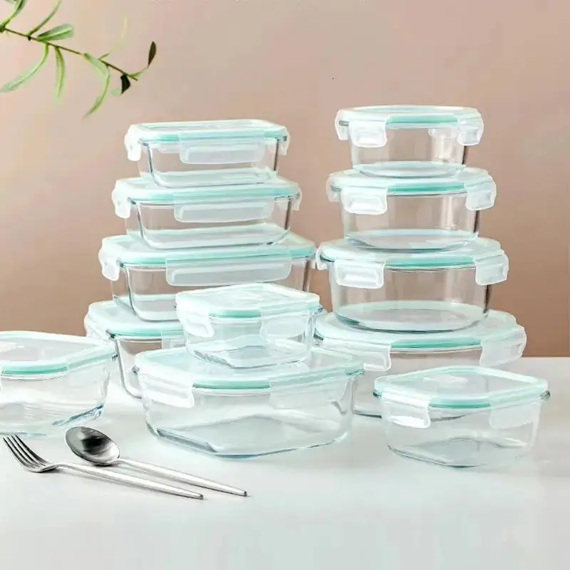18-Piece Airtight Leak-Proof Glass Food Storage Containers Kit with 6 Assorted Sizes, BPA-Free Safe Material, Microwave & Freezer Safe Lids, Kitchen Meal Prep Organizer That Maintains Freshness