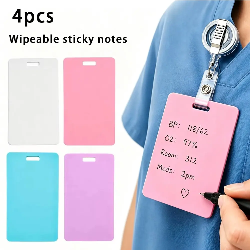 4pcs Erasable Sticky Notes, Reusable Silicone Horizontal Vertical Memo Pads, Ballpoint Pen Writing, Alcohol Erase, Perfect Back-To-School Gift