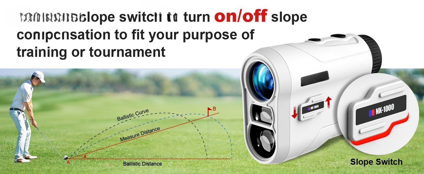 Golf Rangefinder with Slope and Pin Lock Vibration, External Slope Switch for Golf Tournament Legal, Rangefinders with Rechargeable Battery 600/1000YDS Laser Range Finder