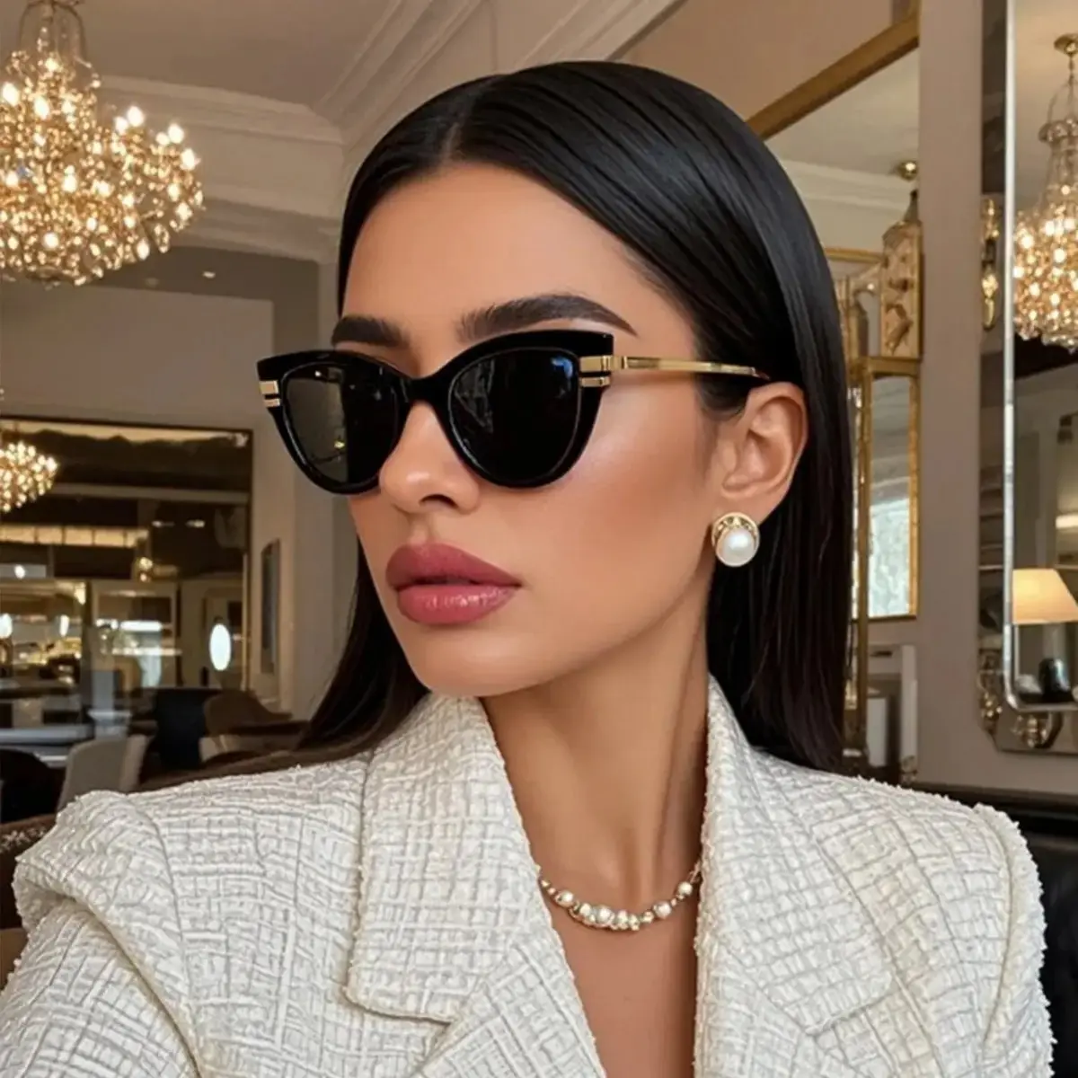 Retro Cat-Eye Sunglasses with Animal Print for Women - Slimming Frame Aesthetic Shades, TikTok Viral Vintage Fashion Gift