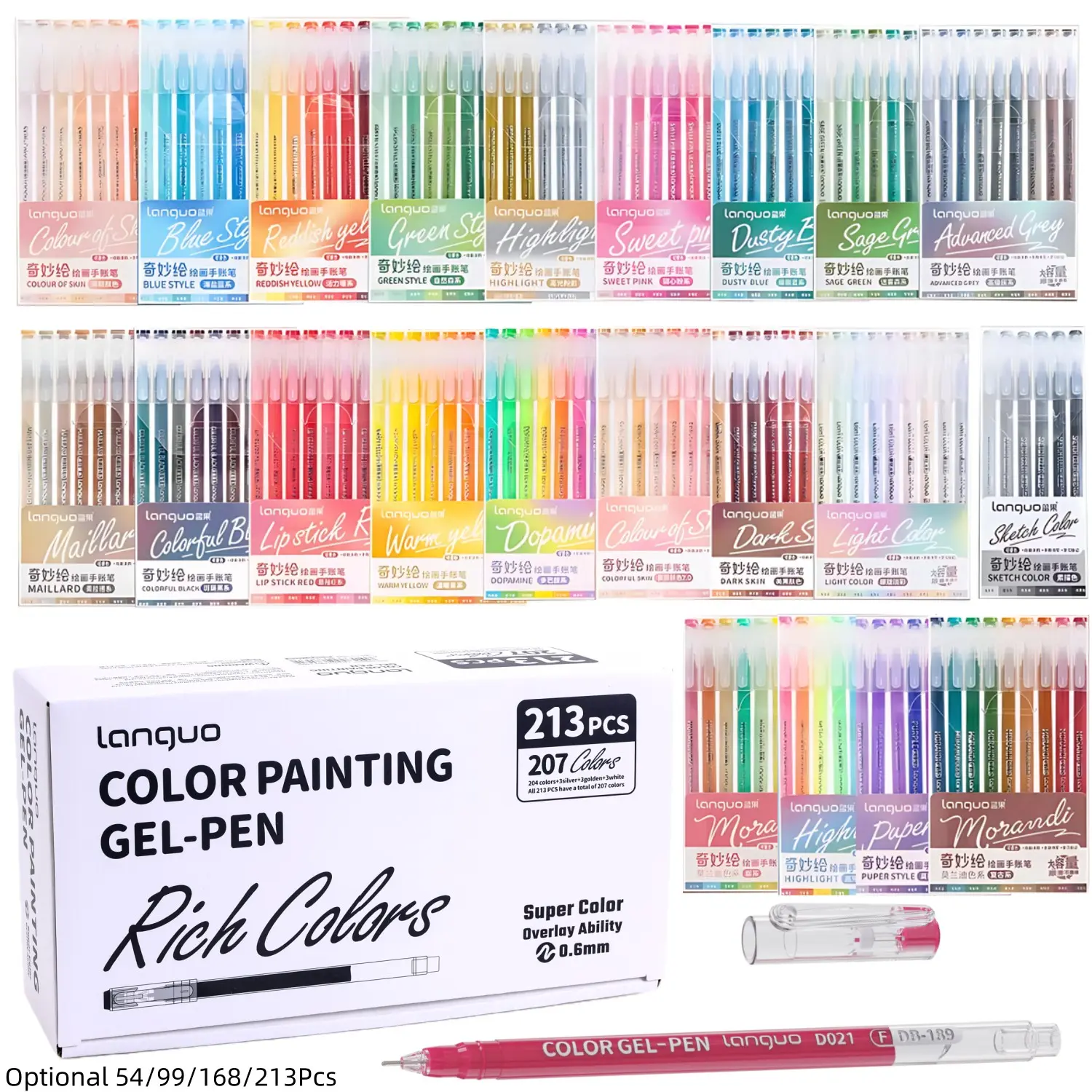 54/99/168/213 Pcs Gel Pens, 0.6 mm Fine Tip Gel Pens for Coloring,Portable Case gel pens Colored for Journaling, Coloring, Painting, Drawing & DIY Crafts,Stackable colors,Smooth,Water-Based, Diy Painting Supplies, Art Drawing Supplies