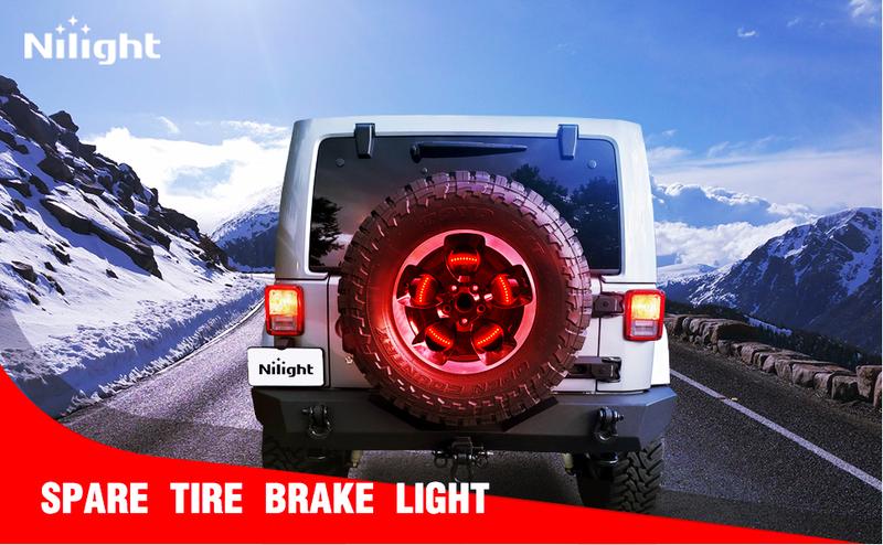 Nilight Spare Tire Brake Light For 2018 2019 2020 2021 Jeep Wrangler JK JKU JL JLU