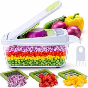 Food Chopper: Strongest & 200% More Container Capacity, 30% Heavier Duty, For Onion, Fruit and Vegetable Chopping, with 3 Dicer Cutter Blades, Lid, and 5 Recipe Ebooks