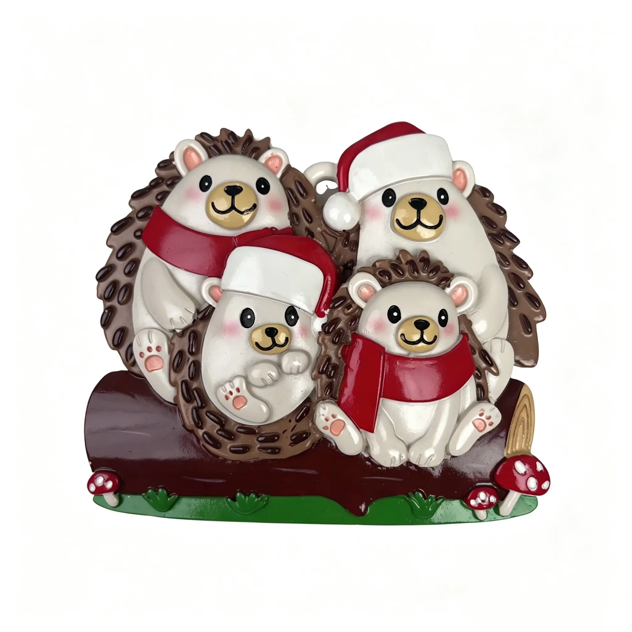 Creative Cute Hedgehog Family Resin Christmas Tree Ornament, DIY Handwritten Name Blessing, Personalized Holiday Gift Decorations