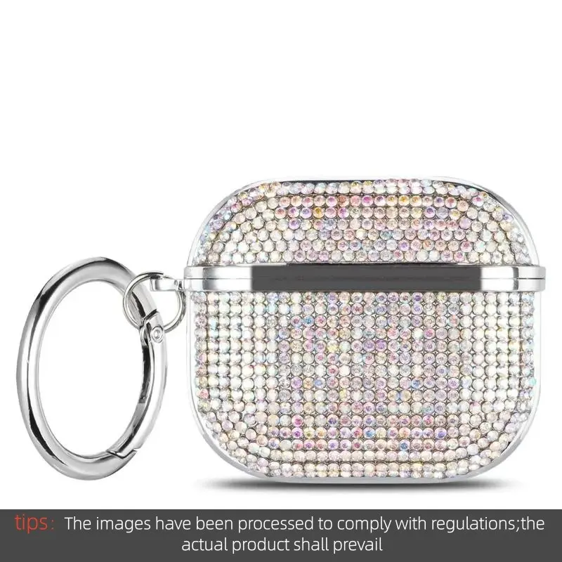 for Airpods 4,Beautiful Rhinestone Bling Hard Plastic Cover Earphone Case For AirPods 1 2 3 Pro 2 With Hook Gift For Women Girl