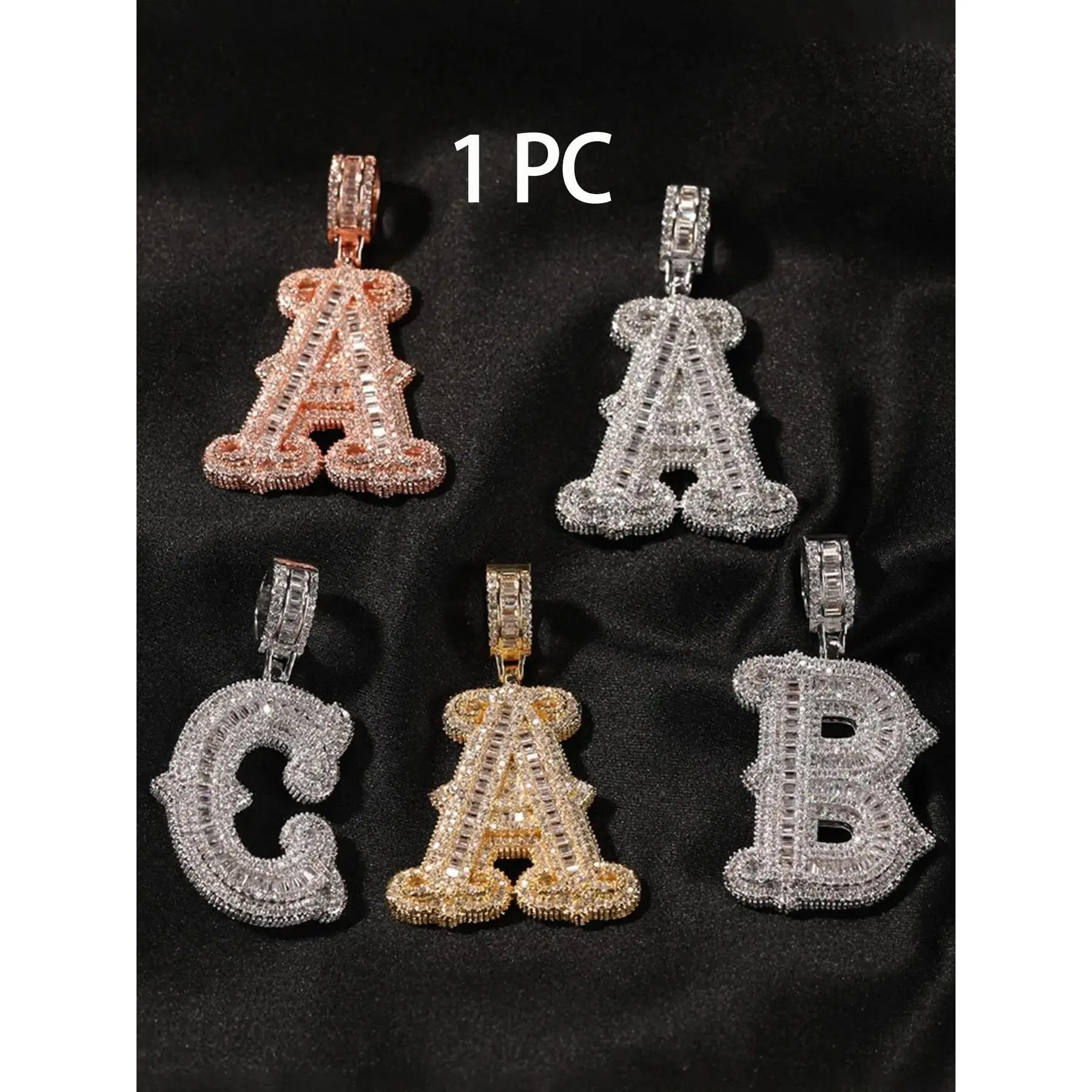 Initials Letter Pendant Necklace, Fashion Alphabet Pendant, Rhinestone Decor Chain Necklace, Hip Hop Jewelry for Party Daily Decor, Trendy All-match Exquisite Aesthetic Jewelry Gift for Birthday