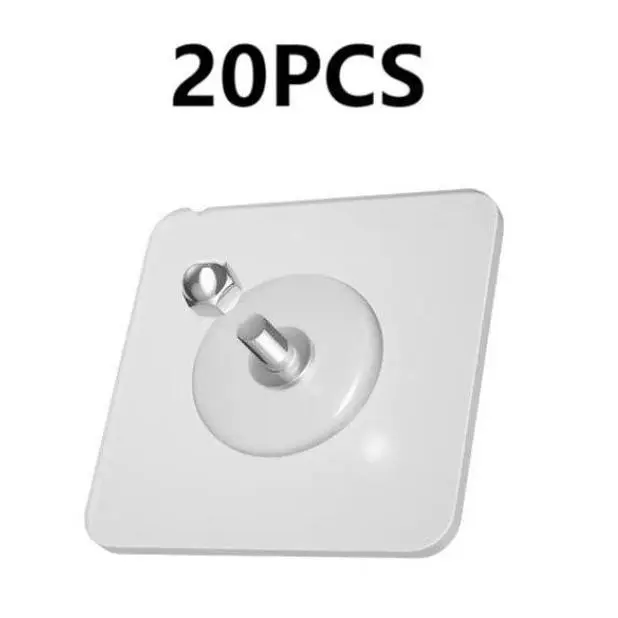 20PCS Acrylic Photo Wall Hooks (Buy 10 Get 10 Free) - Stainless Steel & Ceramic Self-Adhesive No Drill Removable Bulk Pack, Smooth Finish Lightweight Easy-Install Wall-Mount Home Organizer Hooks