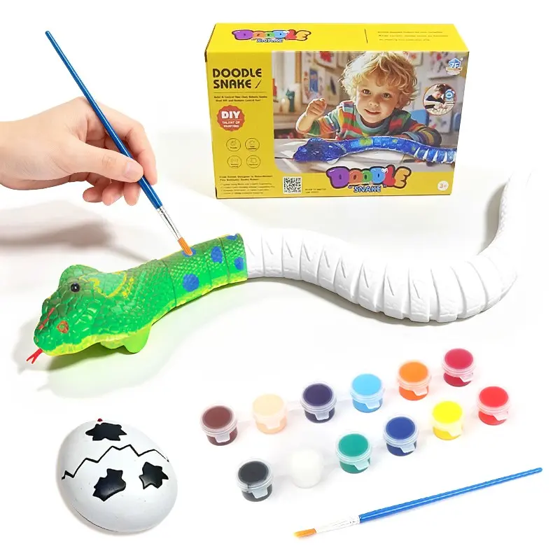 Remote Control Snake Toy with Auto Obstacle Avoidance, DIY Arts & Crafts Toy, Easy to Assemble & Paint Your Own, Rechargeable Educational Toys, Birthday & Christmas Gifts for Boys Girls
