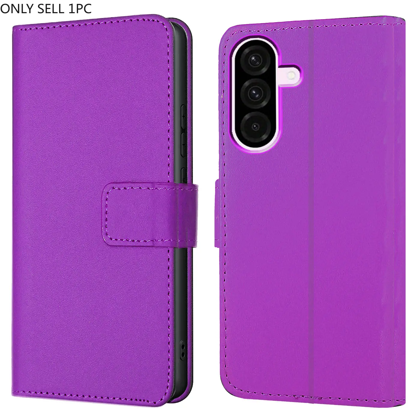 For Samsung Galaxy A10 A12 A13 A14 A15 A16 A17 A20 A21 A21s A22 A23 A24 A25 A26 A30 A31 A32 A33 A34 A35 A36 A40 A42 A50 A52 A53 A54 A55 A56 A70 A72 A73 Case PU Leather, Purple, Card Slot With Kickstand Wallet Flip Protective Phone Case Cover