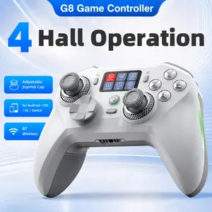 G8 Interactive Screen Wireless Gaming Controller for PC/Switch/iOS/Android Hall Effect Stick RGB Light Dual Mode Trigger Multiplatform Game Controller
