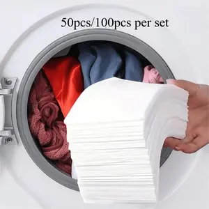 50/100 Pcs Laundry Color Catcher Sheets Anti Dyeing Clothes Color Absorbing Washing Sheets Laundry Accessories