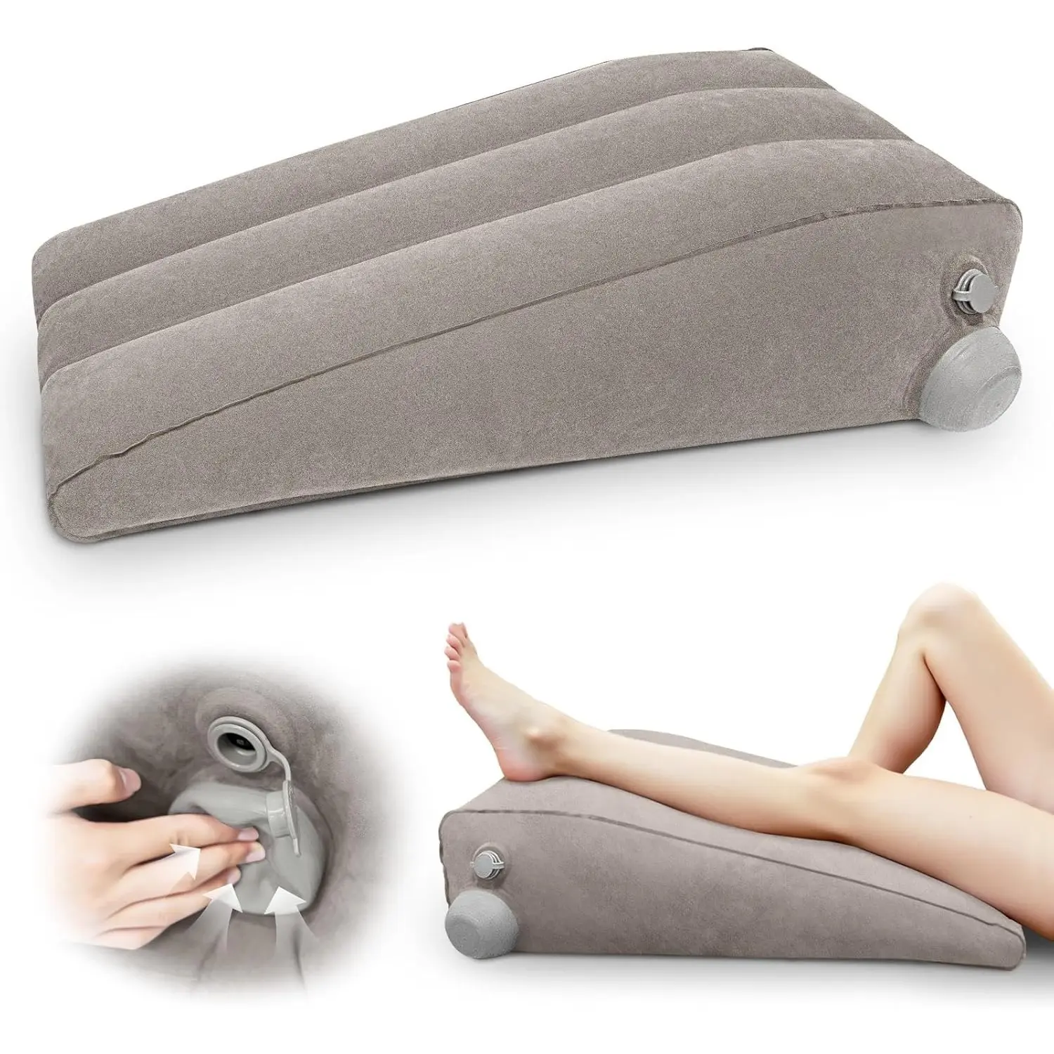 Inflatable Leg and Knee Relief Support Pad, Inverted Wedge Pillow for Gentle Leg Elevation, Muscle Relaxation and Swelling Relief