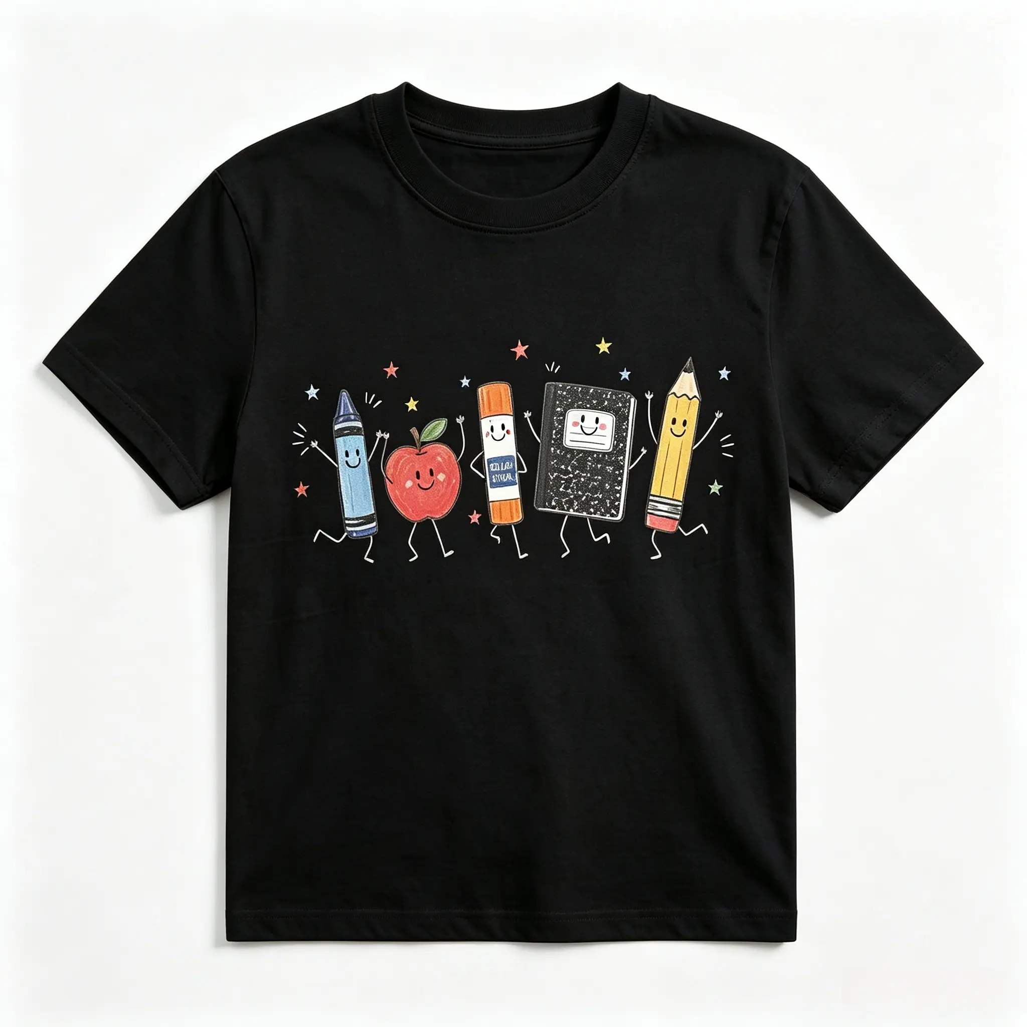 Cute School Supplies Heritage Graphic Tee, Aesthetic Back To School Spirit Shirt, Radiant Teacher Crayon Apple Pencil Notebook Top, Thoughtful Classroom Sublimation Gift Boutique Heritage Apparel