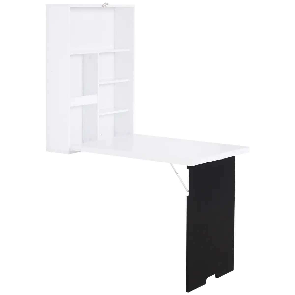White Modern Space-Saving Wall-Mounted Foldable MDF Board Desk with Blackboard, Floating Convertible Desk with Shelves & Storage, Sturdy 23.5x34.8x57.8in Commercial Furniture for Office Use, 23.5X34.8", Single Unit