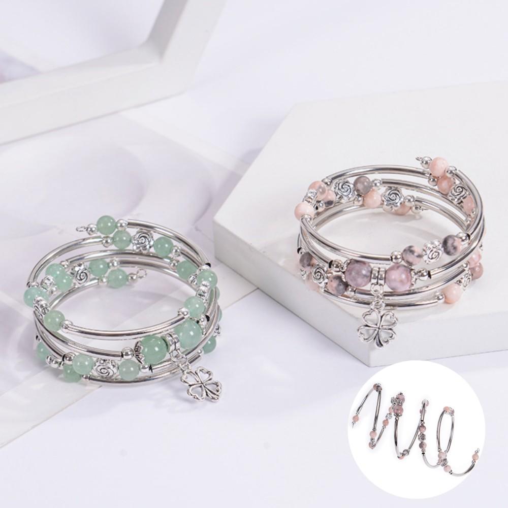 Bohemian Style Bead Winding Bracelets for Women Girls Multiple Layers Bead Flower Pendant Bracelet Trend Jewelry Christmas Gift