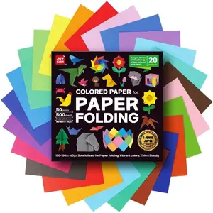 Origami Paper kit for Kids Ages 5-8 8-12, made in Korea, Double sided colored, 500 sheets, 50 Colors, 6x6 Square, DIY art craft projects, easy guide book, QR Video tutorial included