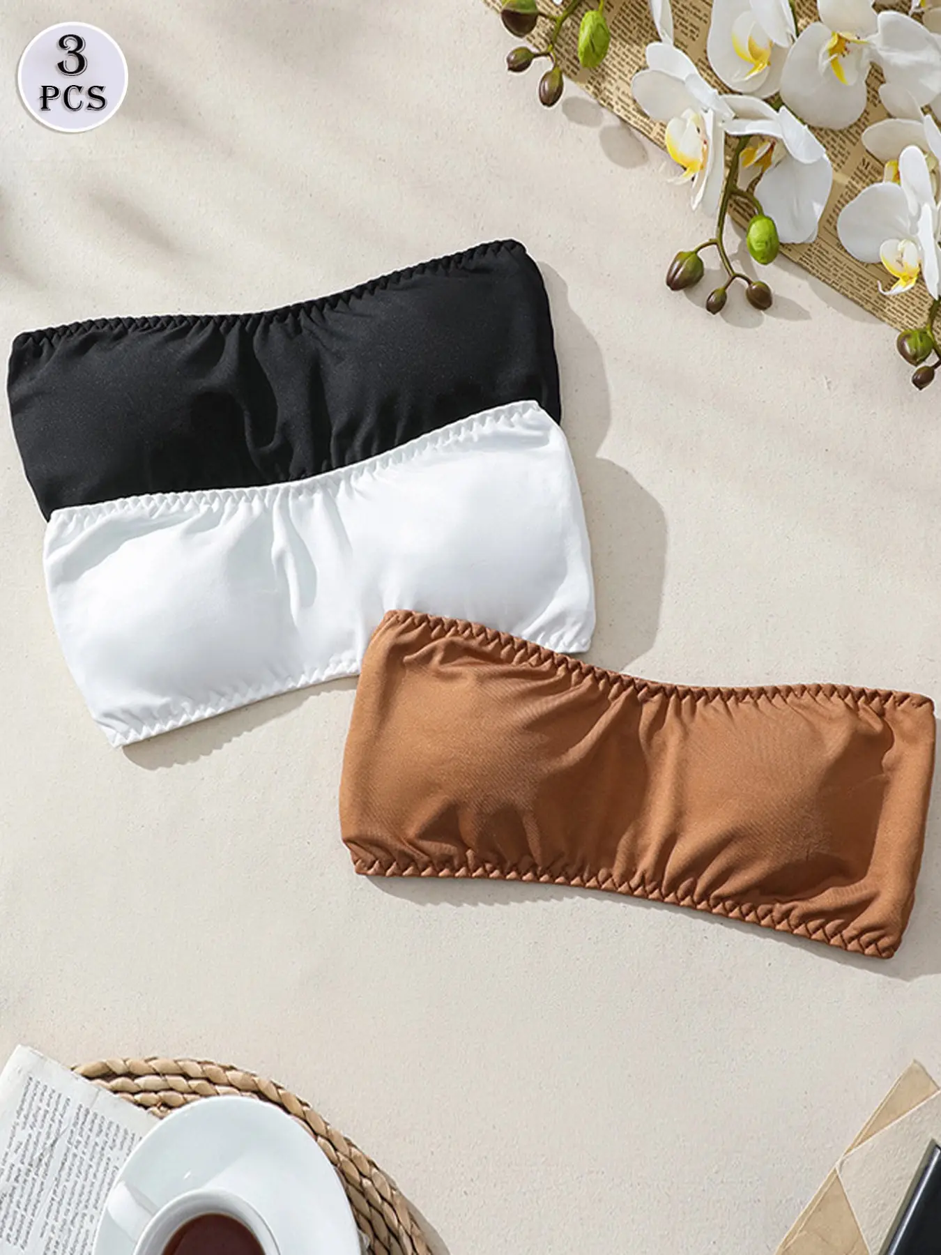Women's Bra Set, Pure Color European Style Sexy Bras, Strapless No Underwire Comfortable Casual Wear, Backless Tube Top Design