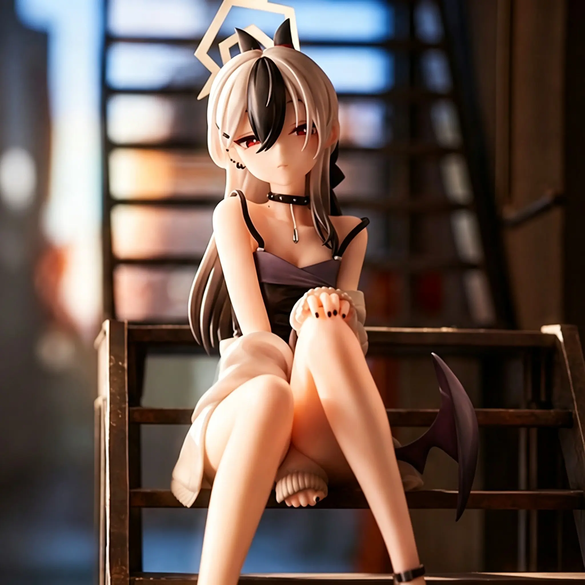 Blue Archive Dress Version Kaito Iron Ladder Sitting PVC Figure, Detailed Accessories, Elegant Pose, Perfect for Fans and Gifts
