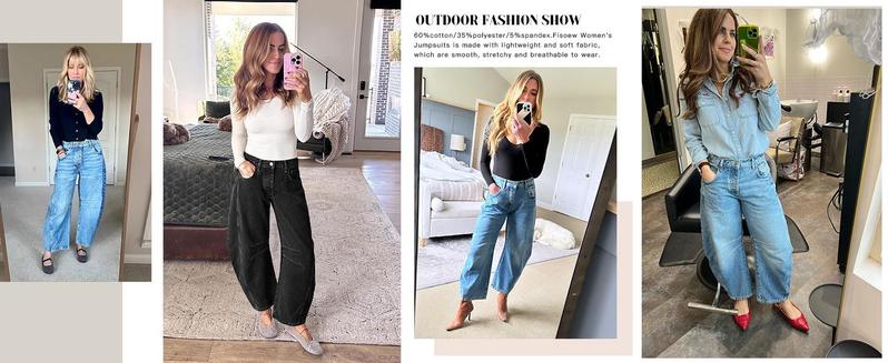 Women's Baggy Boyfriend Jeans Vintage Wide Leg Mid Rise Barrel Denim Ankle Pants