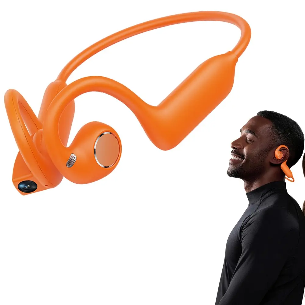 Wireless Bone Conduction Headphones with 8MP POV Camera,Photo and Video Shooting, Audio Recording, AI Real Time Translation ,AI Assistant ,8GB Memory, 10 Hours Music Time , Bluetooth Calling, Bluetooth Sport Earphones with App