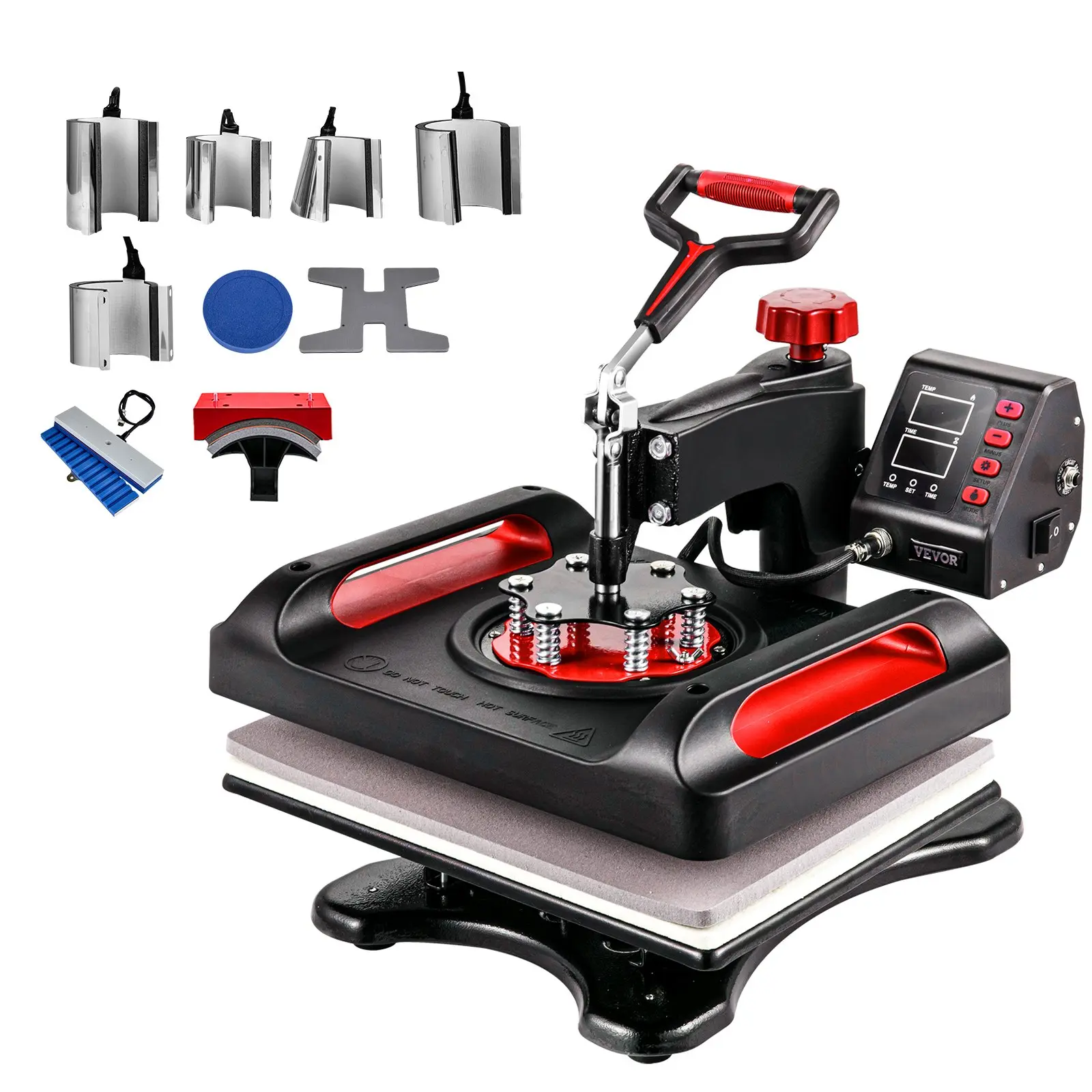 VEVOR 11-in-1 Digital Control Clamshell Sublimation Printer & Heat Press Transfer Machine, 12x15 in Swing-Away Arm Dual-Tube Tool for Custom T-Shirts, Hats, Mugs, Shoes, Pens (Black), Clamshell Printer