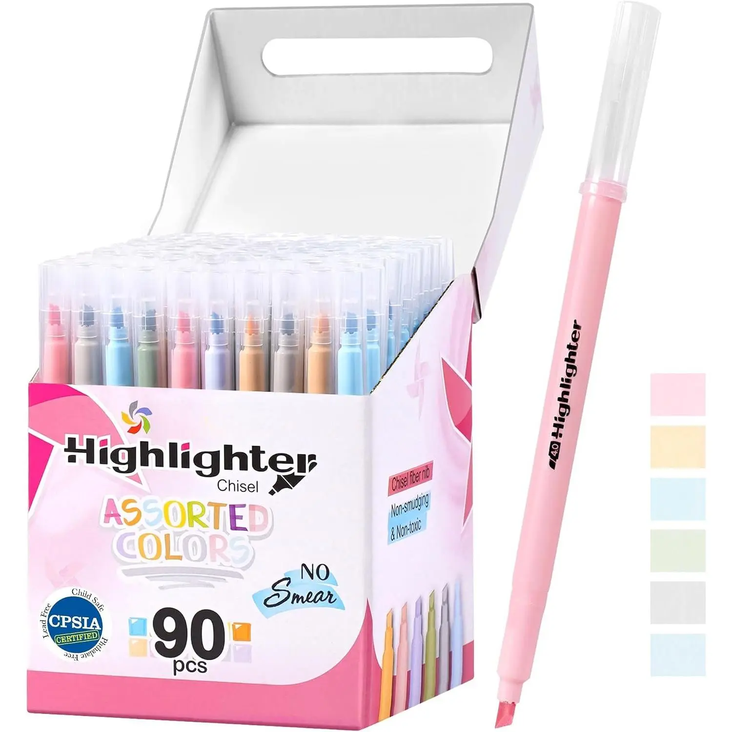90 Count  Highlighters No Bleed Through, 6 Morandi Colors, Muted Pastel Highlighter Markers  Colors Bulk for Study , Journaling Supplies