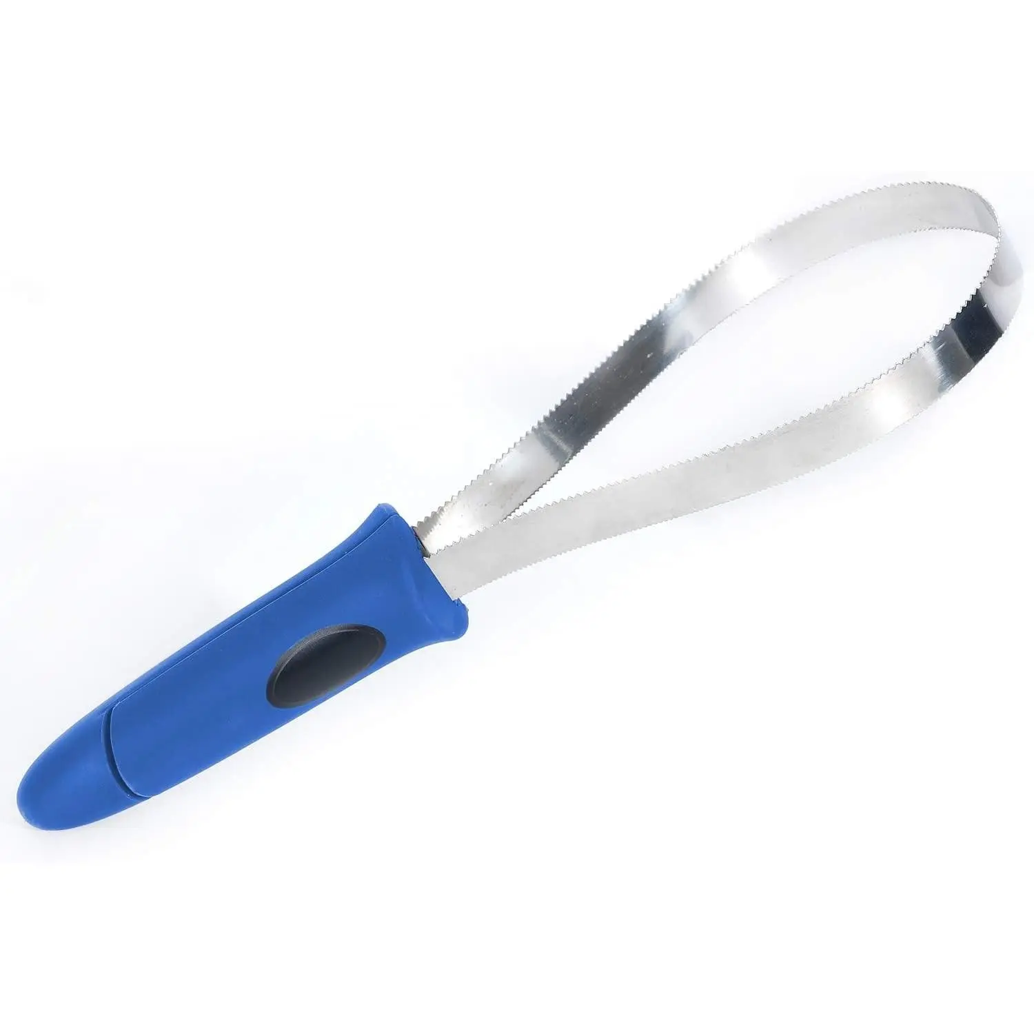 Dual-Sided Shedding Blade with Stainless Steel Blade De-Shedding Tool for All Dog Coat Types- Soft Touch Grip (BLUE)