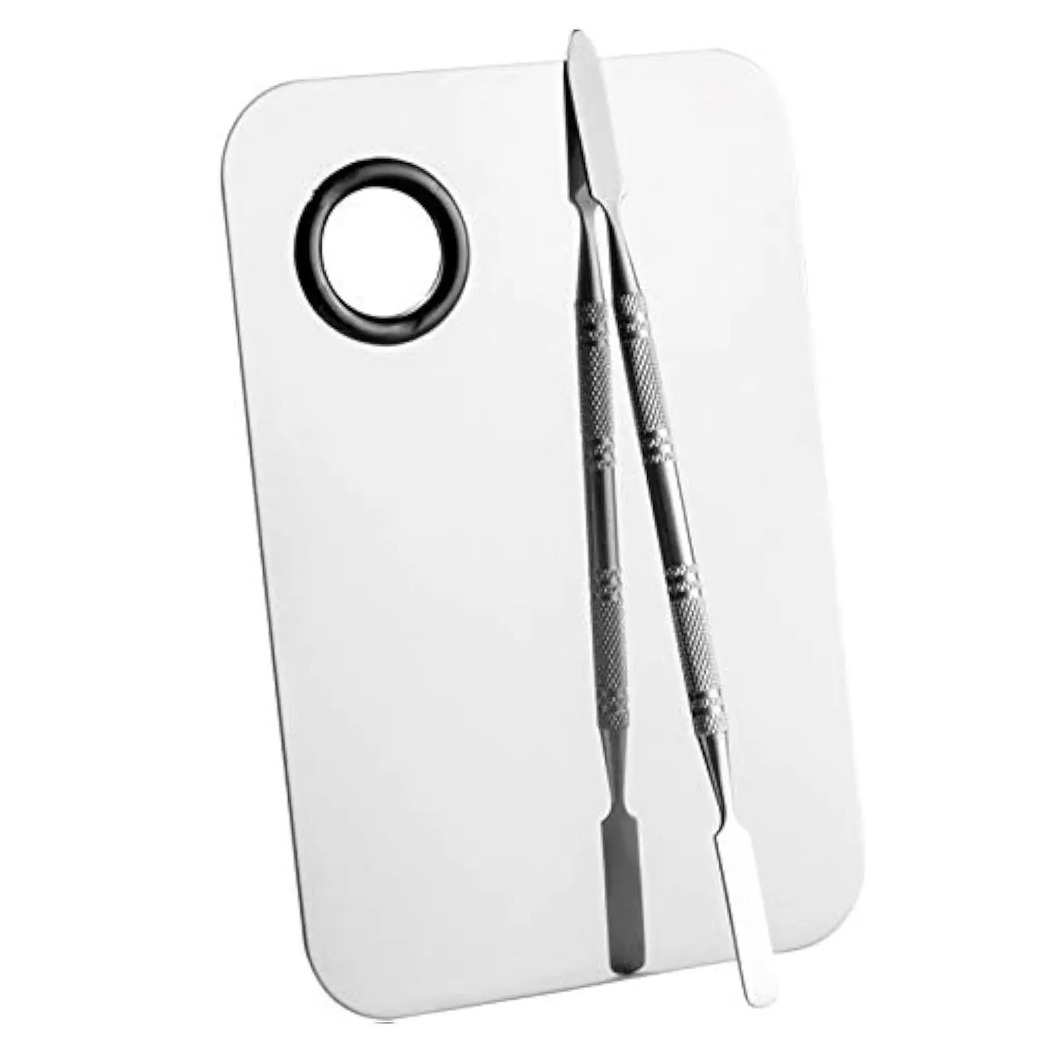 Durable Professional Stainless Steel Makeup Palette with Spatula Tool, 6x4in Silver, for Nail Art & Eye Shadow Blending, Sports & Outdoor Protective Gear Accessory Gift : Beauty & Personal Care