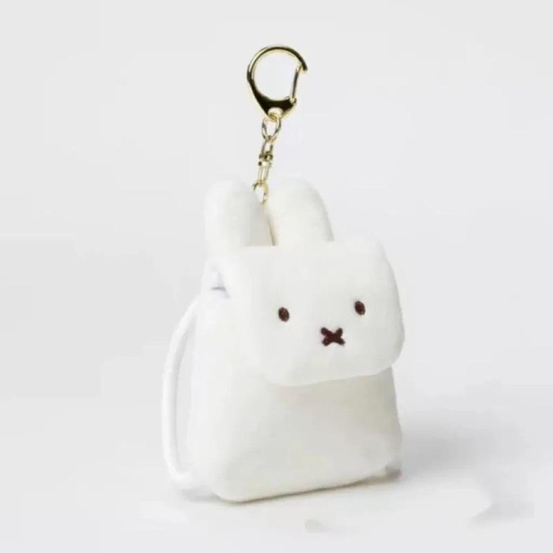 Kawaii Miffy Earphone Case Furry Plush Bunny CoinPurse Keychain for Girls Mini Backpack Purse Multi-Purpose Valentine's Day Gift