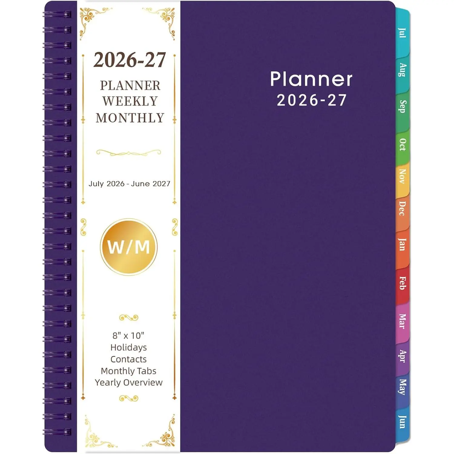 Planner 2026-2027 - Planner 26-27, Jul. 2026 - Jun. 2027, 8"x 10", 2026-2027 Weekly & Monthly Planners with Monthly Tabs,  -Wire Binding,  cover