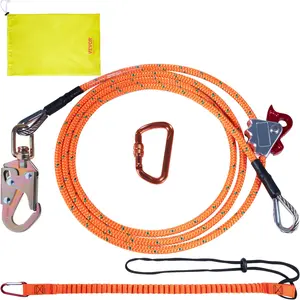 VEVOR Steel Core flipline, 1/2"x 12' Arborist Flipline, Flip Line for Tree Climbing with Alloy Steel Snap Hook, Aluminum Alloy Carabiner and Extra Tool Lanyard, for Arborist, Tree Climbers