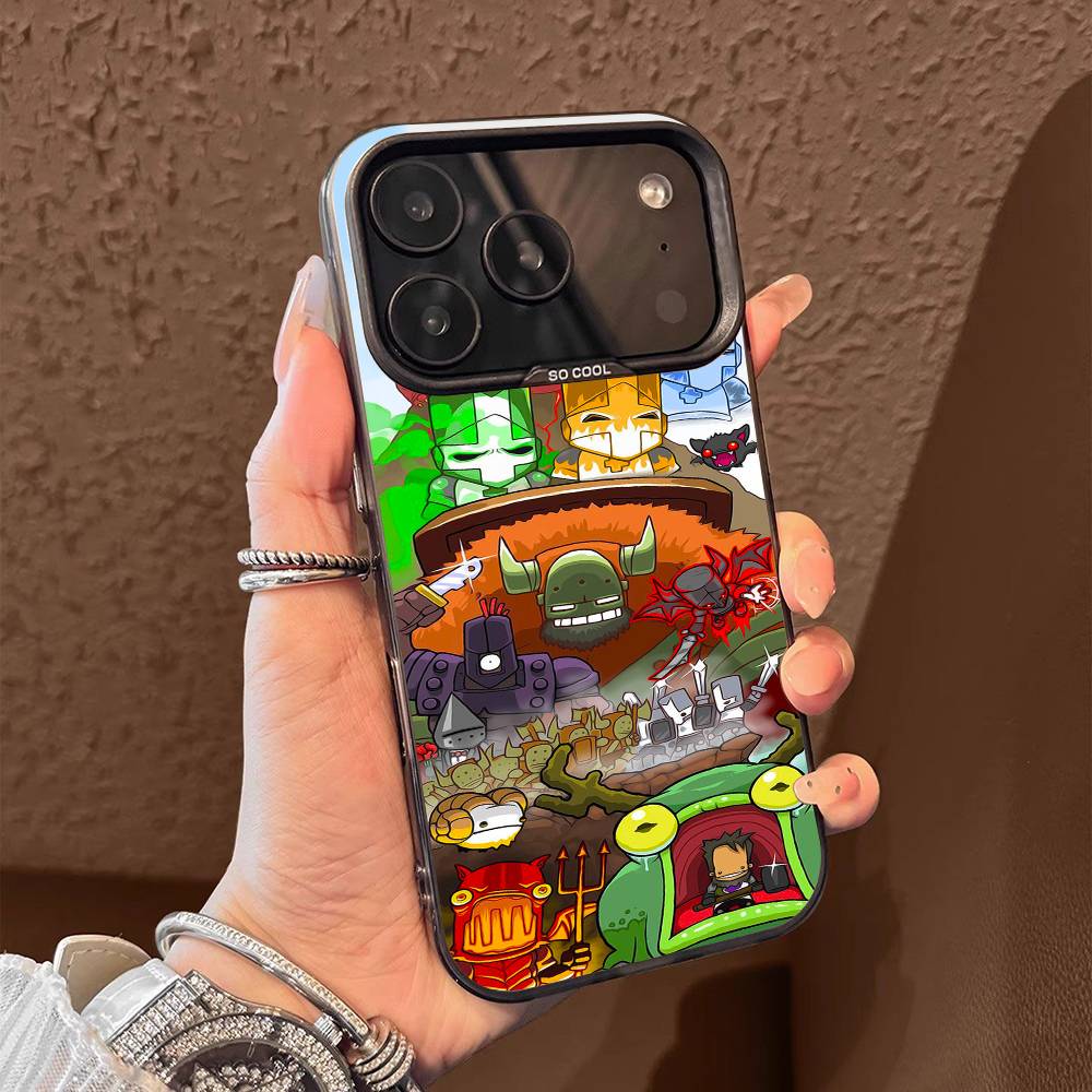 For Castle Crashers Phone Case iPhone 15,17,11,14,13,16,12,E,Max,Plus,Air,Pro,Mini Black Matte Cover