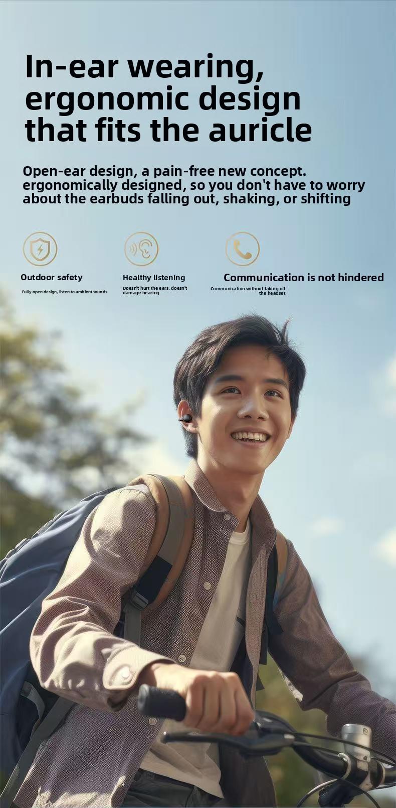 2026 New Berlin Sound Bluetooth Headphones with Ultra-Long Battery Life, Large Power, Bone Conduction, Non-In-Ear, Sports Ear Clip Stereo Bluetooth Headphones